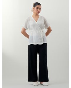 White Embroidered Cotton Co-ord Set- Set of 2