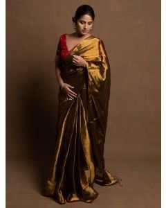 Golden Zari Cotton Tissue Saree