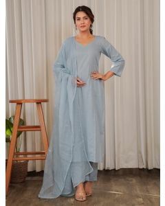 Light Blue Cotton Suit- Set of 3