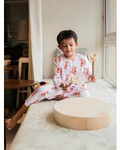 White Printed Cotton Unisex Lounge Wear - Set of 2