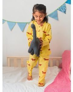 Yellow Printed Cotton Unisex Lounge Wear - Set of 2