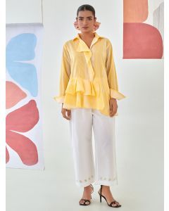 Yellow Checkered Cotton Co-ord Set - Set of 2