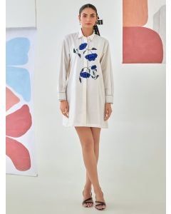 White Patch Work Cotton Dress