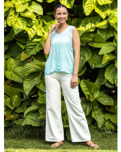 Powder Blue Embroidered Modal Top