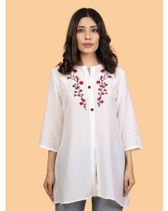 White Embroidered Muslin Top