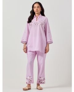 Pink Embroidered Cotton Co-ord Set - Set of 2