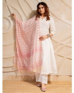 White Cotton Jacquard Suit- Set of 3