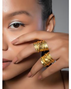 Gold Plated Handcrafted Brass Ring - Set of 2