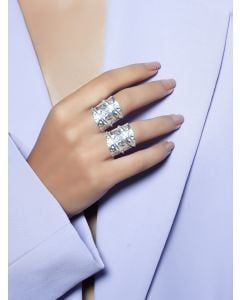 Silver Plated Handcrafted Brass Ring - Set of 2