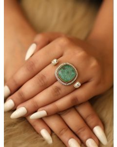 Green Handcrafted Brass Ring