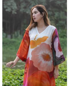 Multicolor Printed Viscose Muslin Kurta with Pants- Set of 2