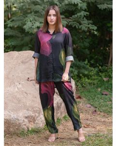 Black Printed Viscose Muslin Co-ord Set- Set of 2