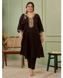 Black Gota Work Cotton Suit - Set of 3