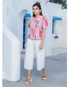 Pink Hand Block Printed Cotton Shirt