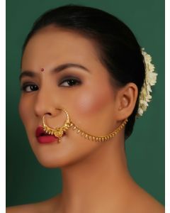 Gold Plated Handcrafted Brass Nose Ring