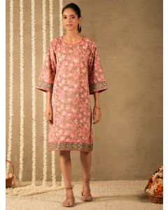 Pink Hand Block Printed Cotton Dress