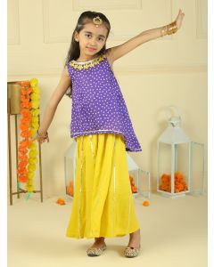 Purple Bandhani Printed Modal Top with Palazzo - Set of 2