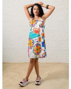 Multicolor Printed Poplin Dress