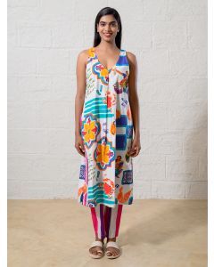 Multicolor Printed Poplin Dress
