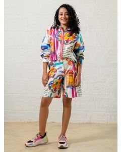 Multicolor Printed Poplin Co-ord Set- Set of 2