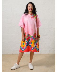 Pink Printed Poplin Dress