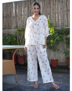 White Hand Block Printed Cotton Shirt
