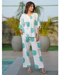 White Hand Block Printed Cotton Top