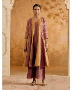 Purple Crushed Tissue Kurta with Palazzo- Set of 2