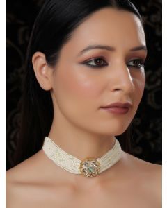 White Handcrafted Brass Choker