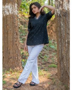 Black Woven Cotton Top