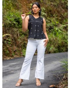 Black Woven Cotton Top