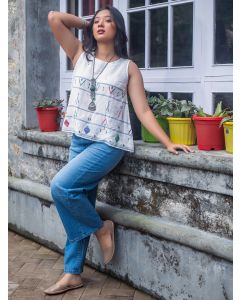 White Cotton Jamdani Top
