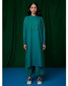 Green Blue Striped Linen Kurta