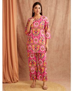 Multicolor Printed Cotton Kurta with Pants - Set of 2