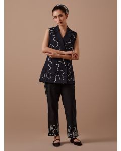 Black Dori Work Organic Cotton Twill Co-ord Set- Set of 2