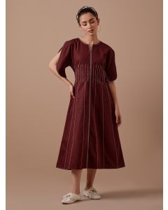 Maroon Organic Cotton Twill Dress