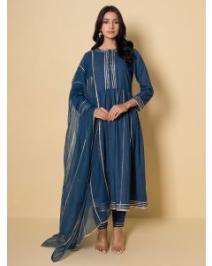 Blue Gota Work Cotton Suit - Set of 3