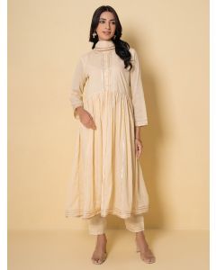Light Orange Gota Work Cotton Suit - Set of 3