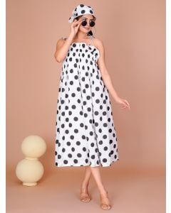 White Black Hand Block Printed Cotton Dress