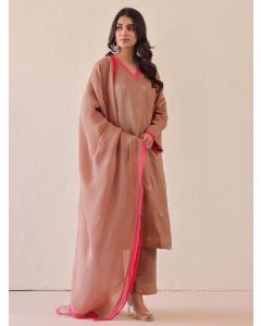 Pink Embroidered Silk Suit - Set of 3