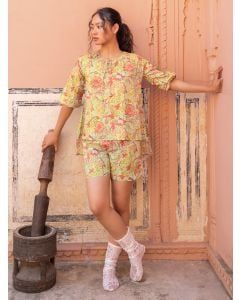Multicolor Hand Block Printed Cotton Co-ord Set- Set of 2