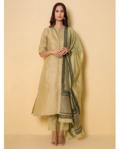 Green Chanderi Suit - Set of 3