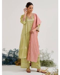 Pink Striped Chanderi Dupatta