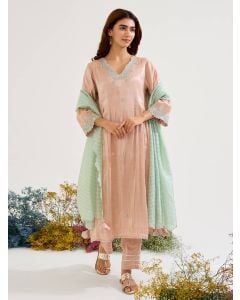 Mint Green Striped Chanderi Dupatta