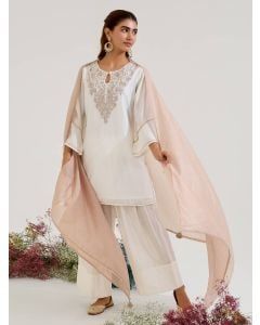 Peach Zari Chanderi Dupatta