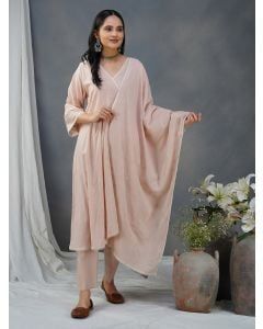 Pink Embroidered Cotton Suit - Set of 3