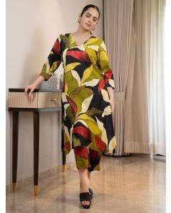Green Black Printed Cotton Kurta with Pants- Set of 2