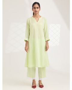Pastel Green Cotton Kurta with Pants- Set of 2