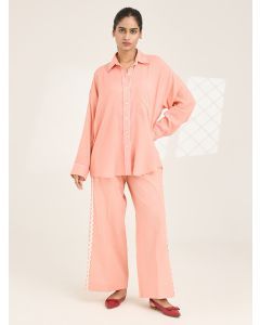 Peach Cotton Co-ord Set- Set of 2