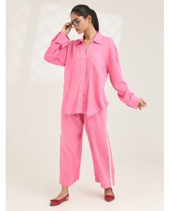 Pink Cotton Co-ord Set- Set of 2